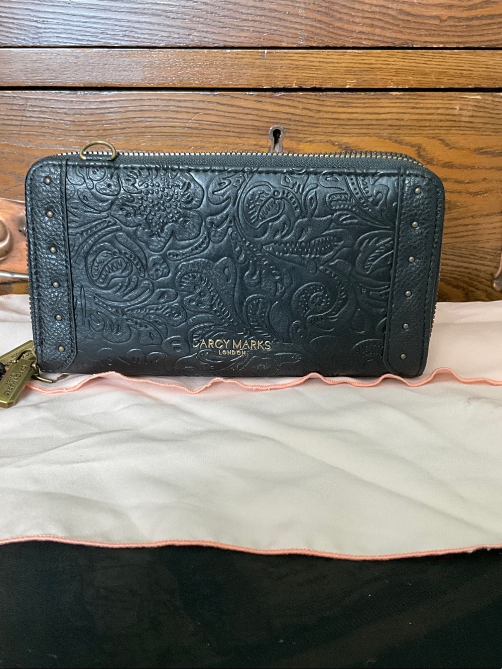 Darcy Marks London Black Embossed Paisley Wallet